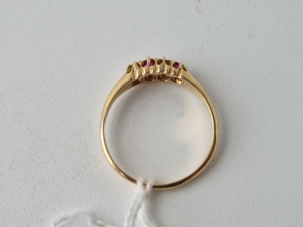 Antique Edwardian 4 stone ruby and diamond set gypsy ring, hallmarked Chester 1903, size T, 3.2g - Image 3 of 3
