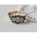 An emerald & diamond 9ct ring size N 2.5g inc