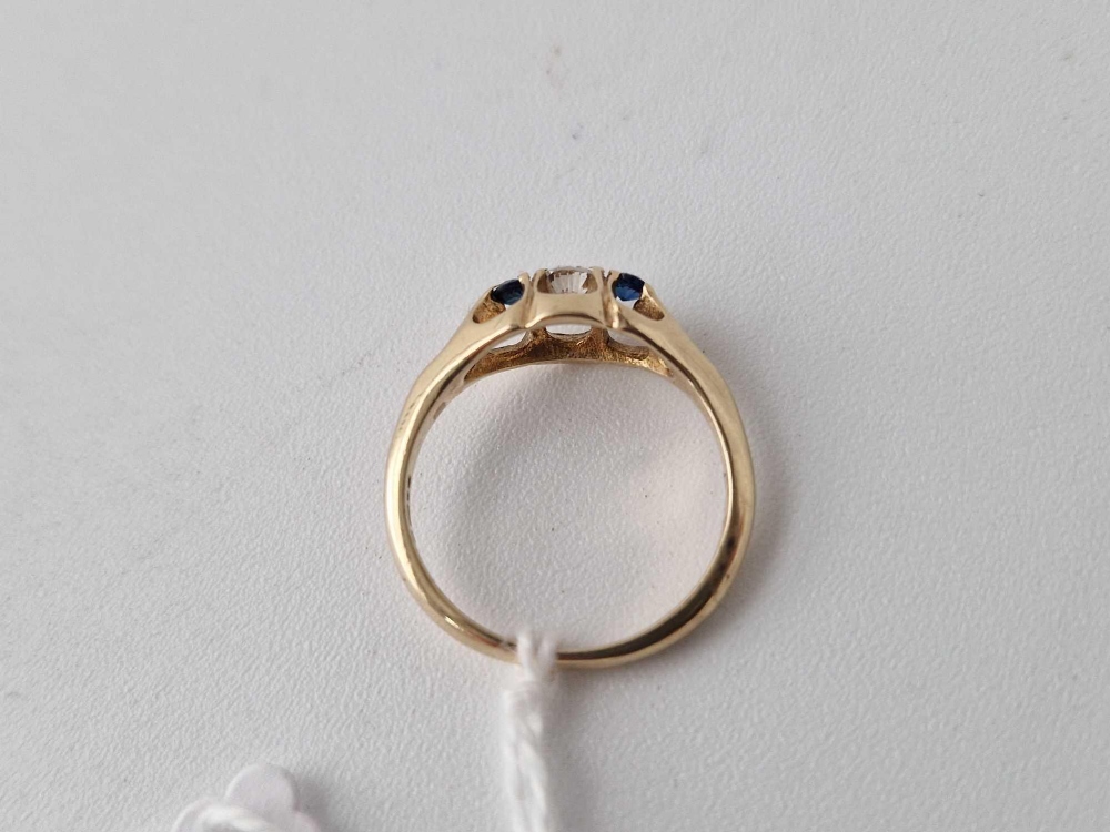 9ct diamond and sapphire gypsy ring, size N, 2.4g - Image 3 of 3