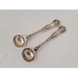 Another pair of Queens pattern salt spoons, London 1898, by WC, JL, 49g