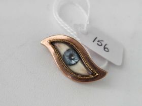 Antique gold mounted hand painted eye brooch