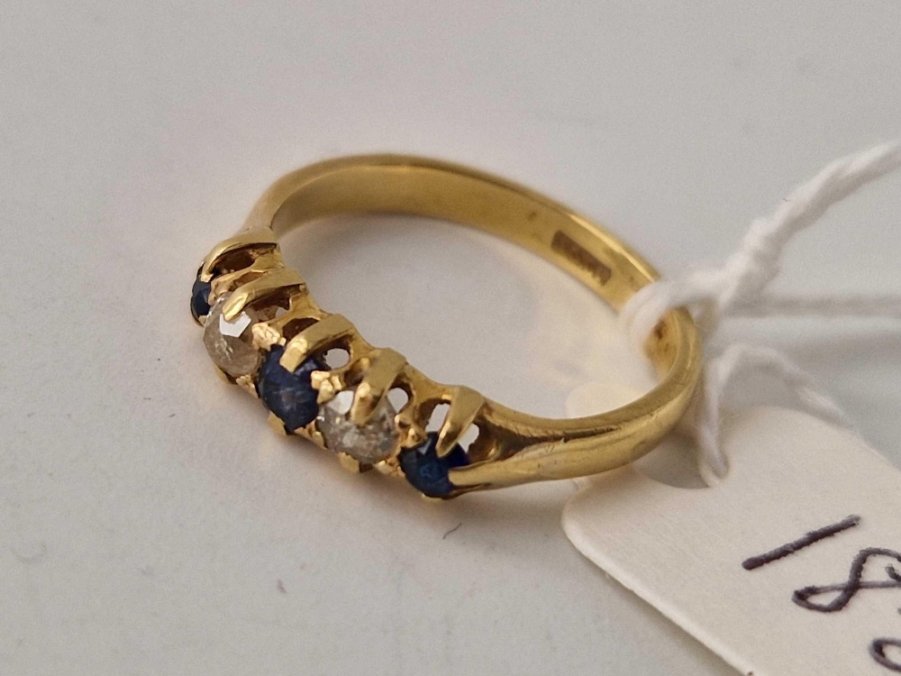 A five stone sapphire and diamond ring, size L, 18ct - Image 2 of 3