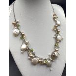 A silver pearl necklace