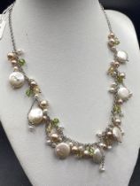 A silver pearl necklace
