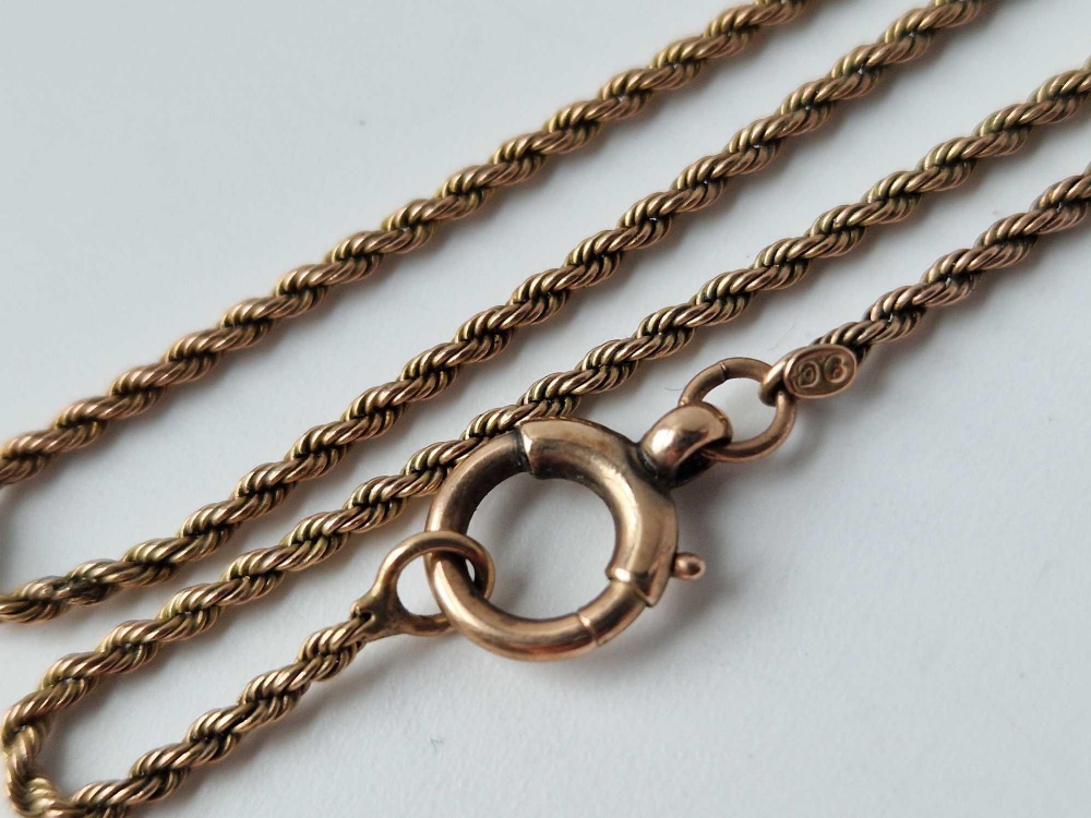 A Victorian rope link neck chain, 9ct, 13 inch, 3.8 g - Image 2 of 2