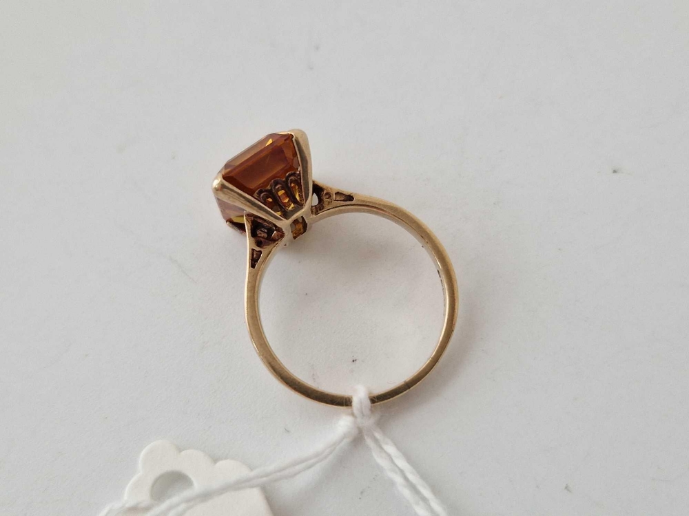 Fine Emerald cut citrine dress ring 9ct Size O 4.7g - Image 3 of 3