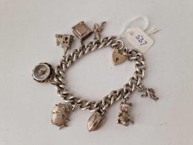 A silver charm bracelet 56g