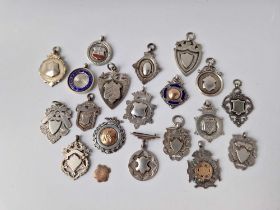 A quantity of silver watch fob medallions, 168 g.