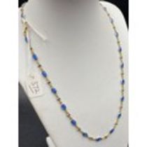 A silver gilt blue stone necklace 9.5g