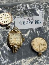 A ladies OMEGA wrist watch and two ladies OMEGA watch movements