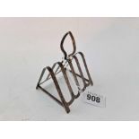 An Art Deco style toast rack with triangular shaped bars, 3" wide, Sheffield 1952, 50g