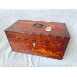 George III Satinwood tea caddy with crossbanded borders 12 in long