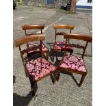 Set of four late Regency mahogany dining chairs, drop in seats