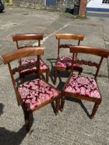 Set of four late Regency mahogany dining chairs, drop in seats