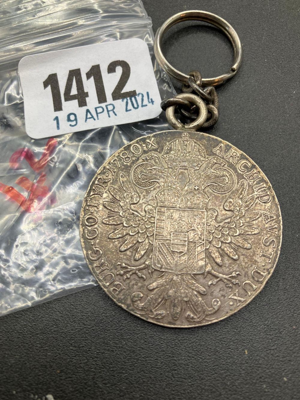 1780 Thaler silver key ring - Image 2 of 2