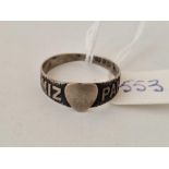 An antique silver MIZPAH ring, Birmingham 1901, size U