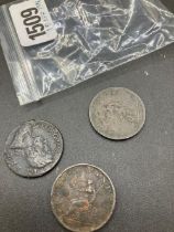 Three Old half pennies