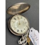 A silver hunter pocket watch by FORD of Barnstaple London 1867 with chain FUSEE movement seconds