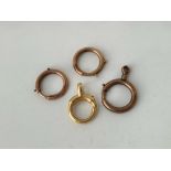 Four Victorian gold ring clasps, 4.7 g