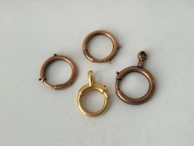 Four Victorian gold ring clasps, 4.7 g
