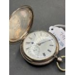 A silver hunter pocket watch by BENSON London 1877 115 gms