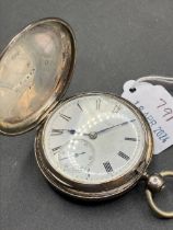 A silver hunter pocket watch by BENSON London 1877 115 gms
