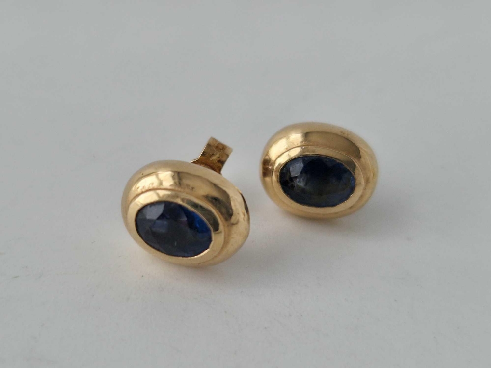 A pair of diamond earrings and a pair of sapphire earrings both 9ct - Image 3 of 3