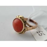 A coral set ring 14ct tested size W 5.9g