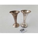 Pair of trumpet shaped spill vases. 3.75 in high. Birmingham 1957