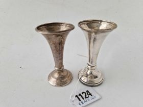 Pair of trumpet shaped spill vases. 3.75 in high. Birmingham 1957