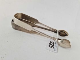 Two pairs of Exeter fiddle pattern sugar tongs, 1832/54 by JW, JW, 76g