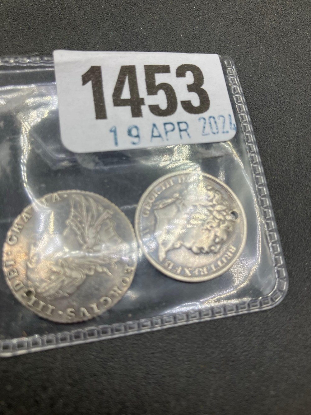 2 holed sixpences 1787 & 1816