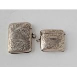 Two scroll engraved vesta cases, Birmingham 1904/ 1920