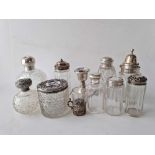 Various silver top jars, scent bottles etc (11)