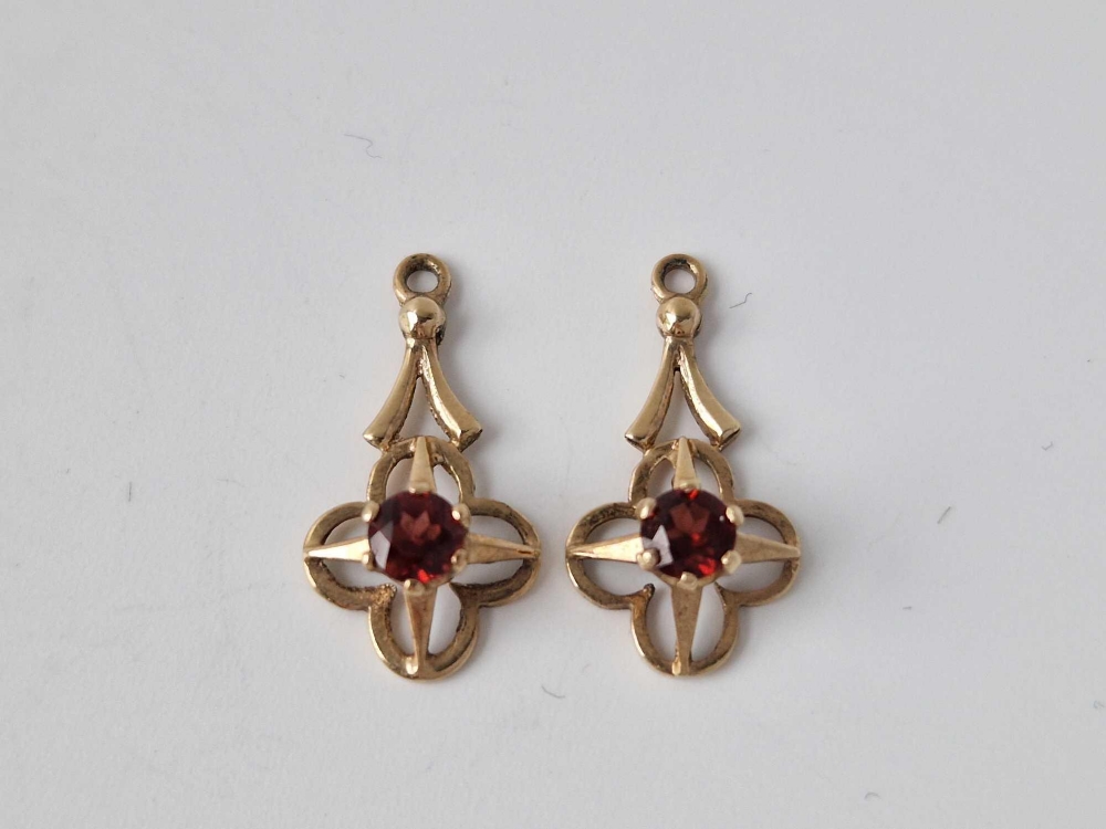 A pair of garnet drop earrings (no wires) 9ct, 1.5 g