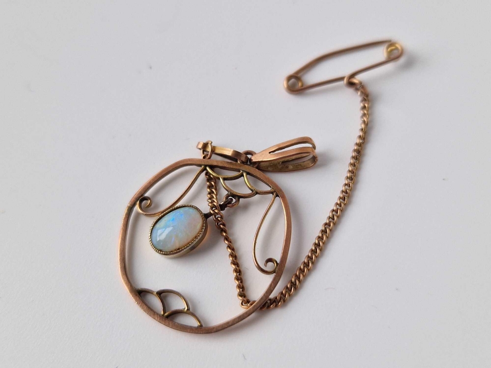 An vintage gold and opal 9ct pendant 1.6g - Image 2 of 3