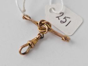A Victorian rose gold knot brooch with suspended dog clip 9ct 2.6g