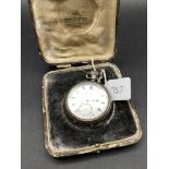 A gents silver pocket watch by KEMP Bros Bristol with seconds dial in original case