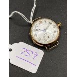 A LADIES 9CT WRIST WATCH SECOND DIAL HAND MISSING 24.6 GMS INC.