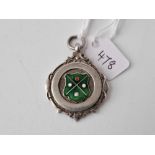 Enamelled silver Snooker pendant fob, hallmarked Birmingham 1946