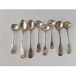 Eight various 19th C condiment spoons 90 gm