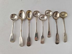 Eight various 19th C condiment spoons 90 gm