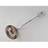 An Early Victorian plain fiddle pattern soup ladle, London 1871 by SS, 290g