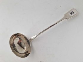 An Early Victorian plain fiddle pattern soup ladle, London 1871 by SS, 290g
