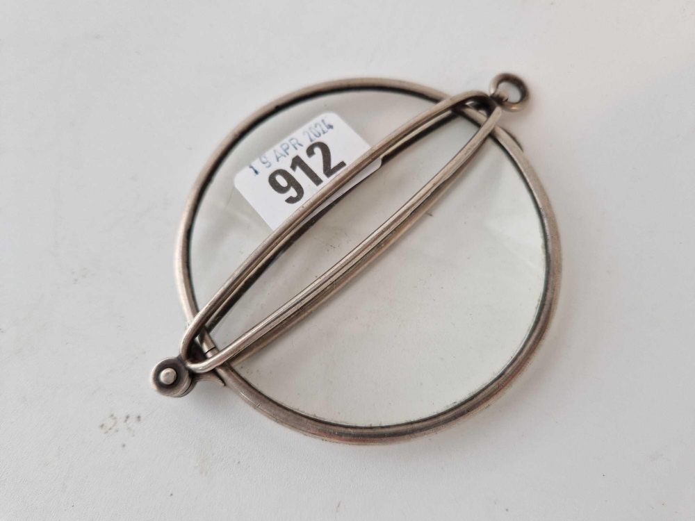 A folding silver mounted magnifying glass, 4" diameter - Image 2 of 2