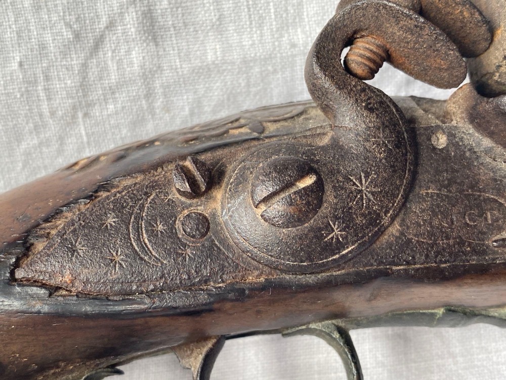 18th C Flintlock pistol with brass mounts 14 in long - Image 2 of 2