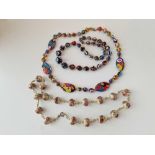 Three silver Venetian glass beads necklaces