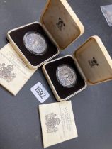 2 x Silver proof crowns