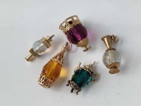 FIVE VARIOUS STONE SET CHARMS, 9ct, 22.5 g inc