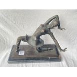 Art Deco style figure of a lady on rectangular plinth 12 in long